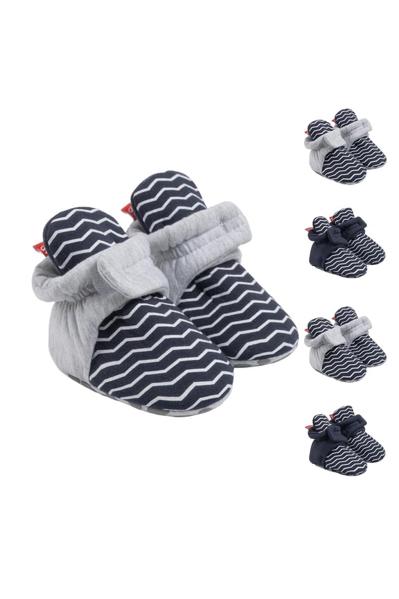 Infant Walking Booties, Comfortable Ankle Strap Anti-Slip First Steps Footwear Gray 0-6 Months