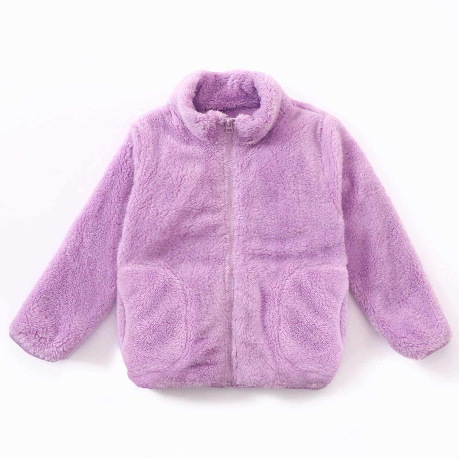 HAOTAGS Jackets for Kids High Collar Solid Color Cute Warm Zip