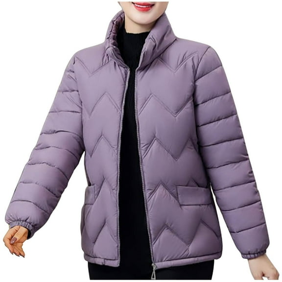 HAOTAGS Jackets for Women Fleece Linked Casual Fashion Long Sleeve Hooded Womens Fall and Winter Clothes Purple Size 6XL