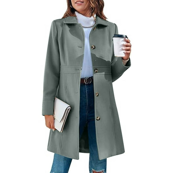 HAOTAGS Jackets for Women Side Pockets Long Sleeve Long Length Fleece Linked Womens Fall and Winter Clothes Gray Size M