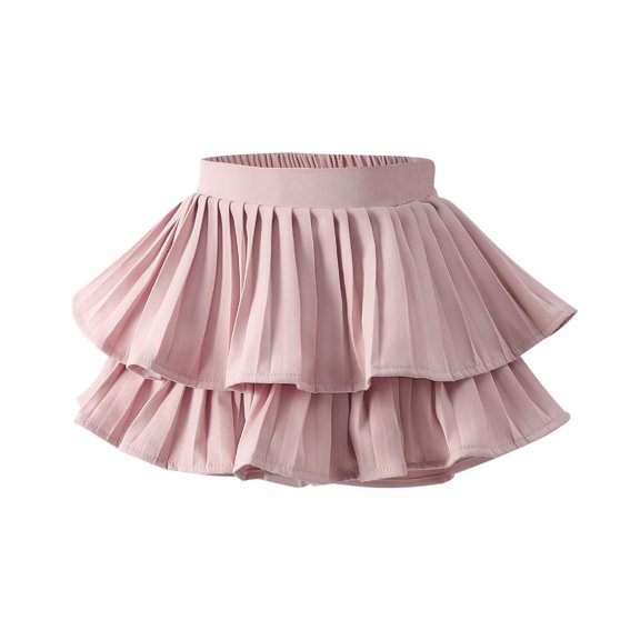 HAOTAGS Kid Girls Tutu Skirts, Solid Color High Waist Layered Short Skorts for Child Pink 0-1 Years