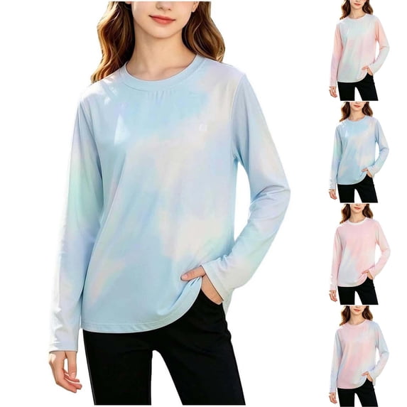 HAOTAGS Kids Athletic Top (Ages 3 to 15) Round-Neck Long Sleeve Soft, Breathable Base Layer for Casual Wear & Outdoor Activities White Size 3T