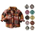 thumbnail image 1 of HAOTAGS Kids Flannel Plaid Shirt Boys Girls Shirt Outwear Brown Size 6-12 Months, 1 of 7
