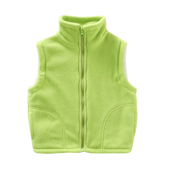HAOTAGS Kids Fleece Zipper Vest,Warm Stand Collar Solid Thickened Fleece Vest Bronze 12-13Years