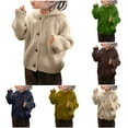 thumbnail image 1 of HAOTAGS Kids Hooded Sweater, Soft Comfortable Button Front Casual Knit Coat Blue 3-4Years, 1 of 7