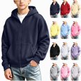 thumbnail image 1 of HAOTAGS Kids Hooded Sweatshirt (4-15) Long Sleeve Hoodie With Pocket Warm Zipper Jacket Navy Size 8, 1 of 9