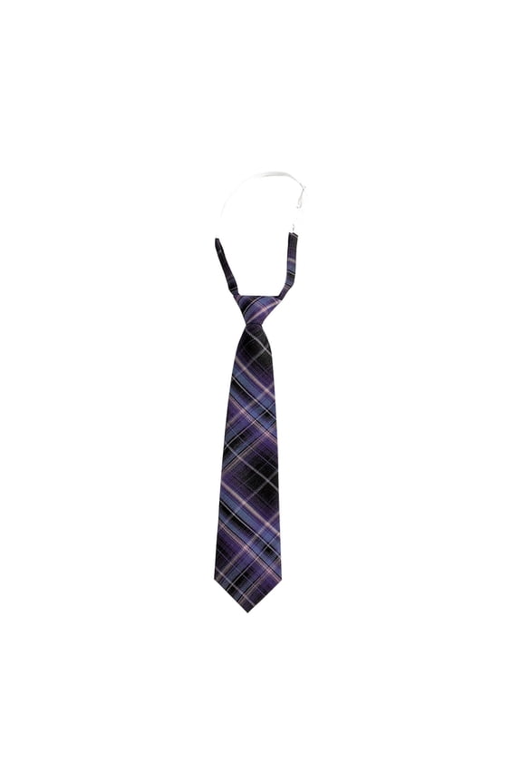 Kids Preppy Style Tie, Junior Student Plaid School Uniform Causal Neckties Purple Free Size