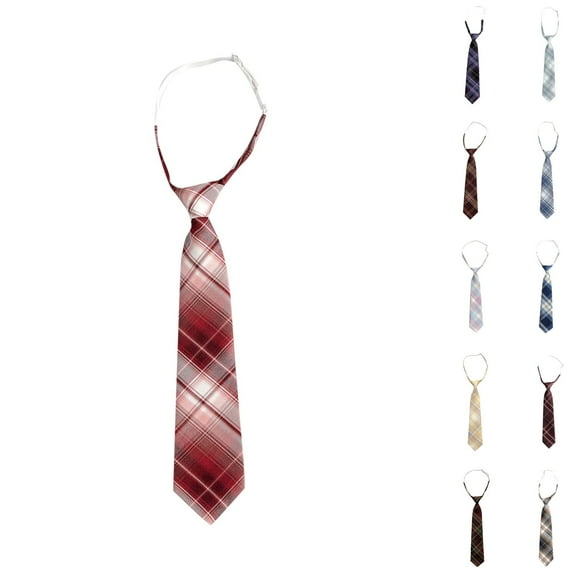 HAOTAGS Kids Preppy Style Tie, Junior Student School Uniform Plaid Causal Neckties Red Free Size