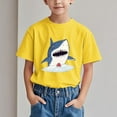 thumbnail image 1 of HAOTAGS Kids Short Sleeve Graphic T Shirts Trendy Shark Print Crewneck Tee Tops Summer Unisex Casual Loose Breathable Shirts Yellow Size 9 Years, 1 of 6