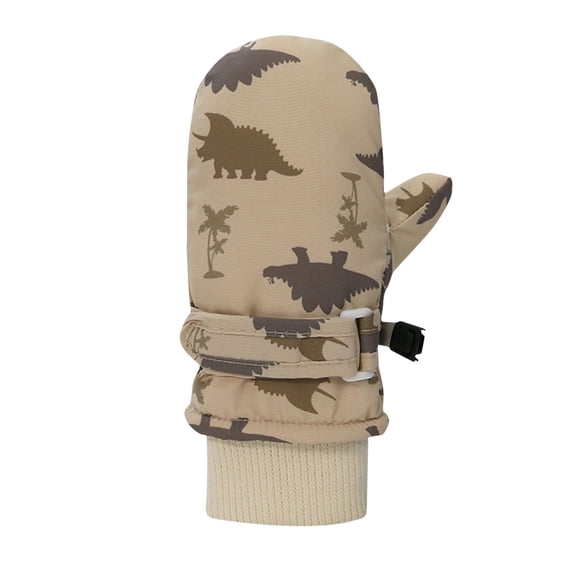 HAOTAGS Kids Ski Gloves, Waterproof Warm Thick Winter Gloves for Toddlers Khaki Size 6M