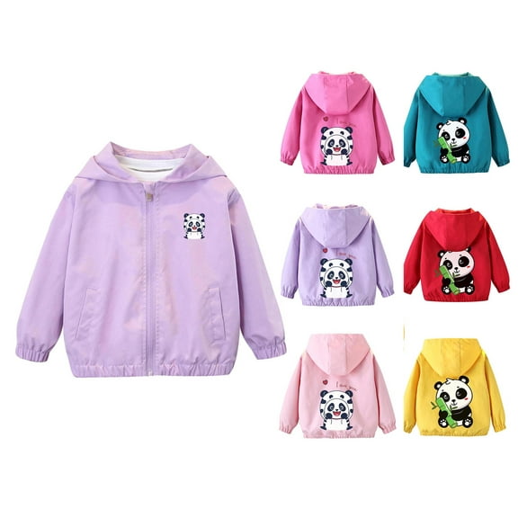 HAOTAGS Kids Spring Windproof Jacket,Long Sleeve Hooded Outerwear Casual Lightweight Hooded Coat Purple 3-4Years