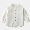 thumbnail image 1 of HAOTAGS Kids Stylish Button-Up Shirts, Cotton Stand - collar Solid Spring Autumn Shirts White 7 Years, 1 of 7