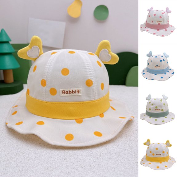 HAOTAGS Kids Sun Hats for Summer, Breathable Sun Protection Adorable Baby Child Hats Yellow Free Size