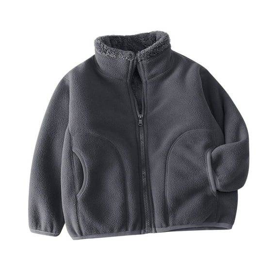 HAOTAGS Kids Winter Outerwear Coats,Zip - up Warm Long Sleeve Fleece Jacket Gray 2-3Years