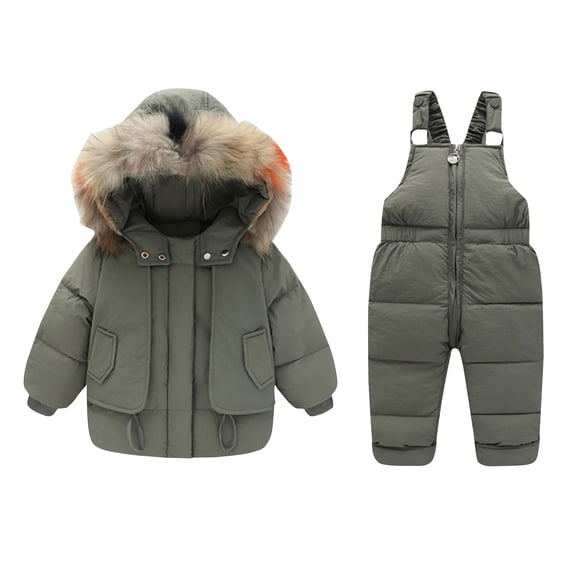 HAOTAGS Kids' Winter Skiing Suits, Thick Warmth Outdoor Down Jumpsuit Snow - Sport Suit Green 1 Years