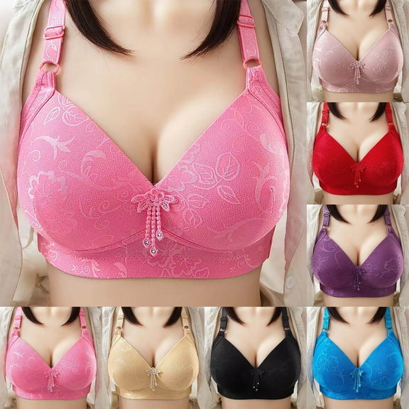 HAOTAGS Ladies Bras,Removable Pads Invisible Embrace Traceless Push - Up Pink 38