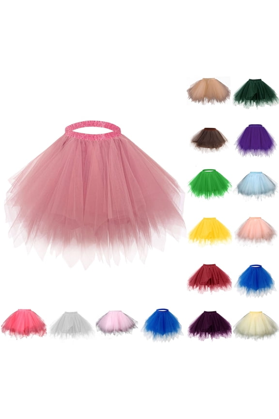 Layered Tutu Skirt for Girls(3-9), School Princess Ballet Dance Dress Beige 3-8Years