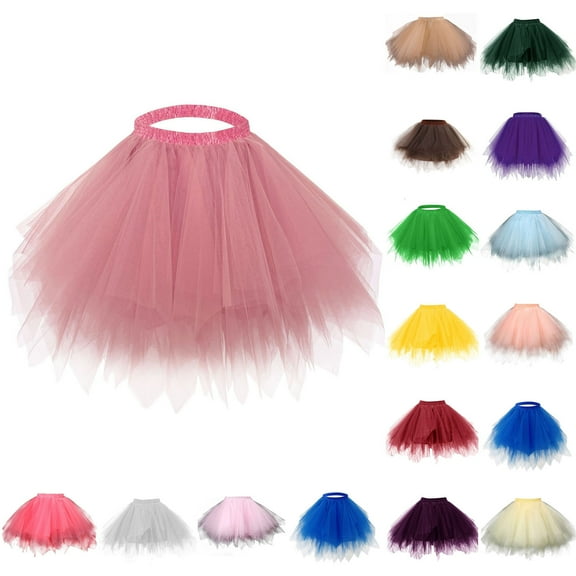 HAOTAGS Layered Tutu Skirt for Girls(3-9), School Princess Ballet Dance Dress Watermelon Red 3-8Years