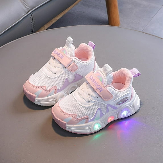 HAOTAGS Light Up Shoes for Toddler Boys Girls Shiny Toddler Sneakers for Christmas Birthday Pink Size 9 Toddler