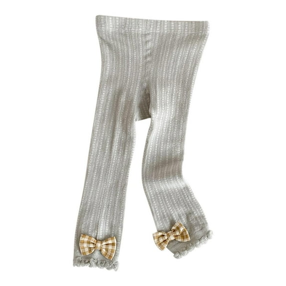 HAOTAGS Little Girls Cropped Pants, Breathable Tights Elastic Waist Underwear Summer Leggings Gray 4 T