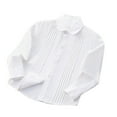thumbnail image 1 of HAOTAGS Long Sleeve Shirt Kids, Collared Lapel Cardigan Unisex Casual Tops Uniform Dress Tops White 10-12 Years, 1 of 7