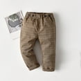 thumbnail image 1 of HAOTAGS Long Trousers for Boys, Elastic Waist Checkered School Uniform Boys' Stright Pants Brown 18-24 Months, 1 of 3