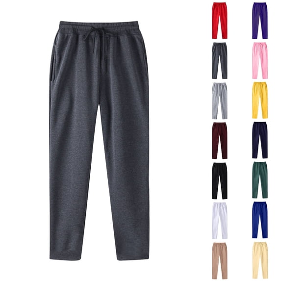 HAOTAGS Men Casual Joggers Pants,Athletic Elastic Waistband Solid Color Outdoor Pants Dark Gray 2XL