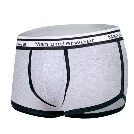 HAOTAGS Men Seamless Solid Color Comfortable Breathable Boxers Underwear Gray Size XL