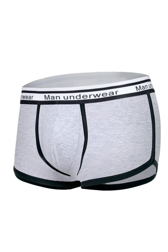 Men Seamless Solid Color Comfortable Breathable Boxers Underwear Gray Size XL