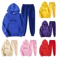 thumbnail image 1 of HAOTAGS Men's 2 Piece Sweatsuit Set, Casual Graphic Print Sport Hoodie with Sweatpants Set Blue L, 1 of 3