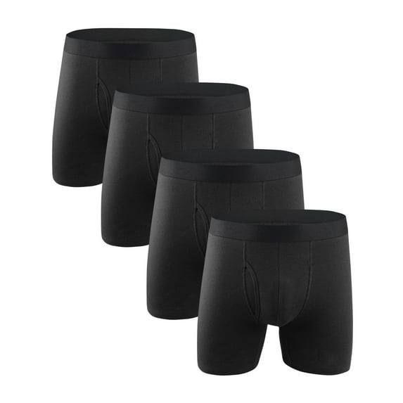HAOTAGS Men's 4 Pack Underwear Covered Waistband Boxer Briefs Multipack Black Size L