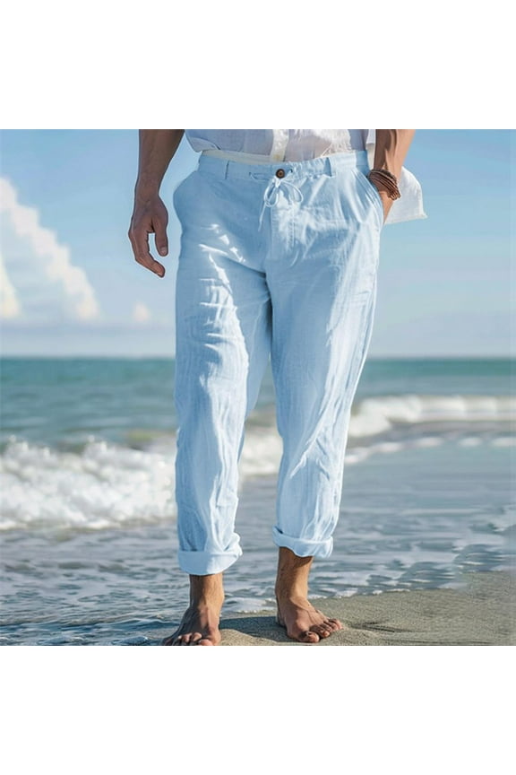 Men's Beach Pants, Quick Dry with UV Protection Multiple Pockets Outdoor Activities Pants Light Blue 3XL