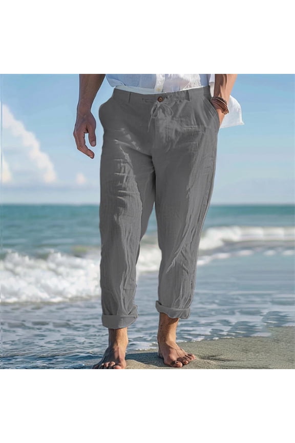 Men's Beach Pants, with UV Protection Multiple Pockets Quick Dry Outdoor Activities Pants Dark Gray L