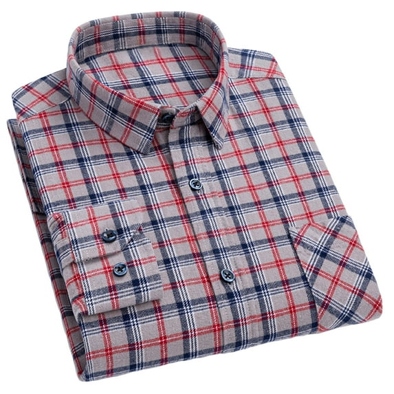 HAOTAGS Men's Button Down Shirts, Long Sleeve Plaid Flannel Casual Business Work Shirts Pink M