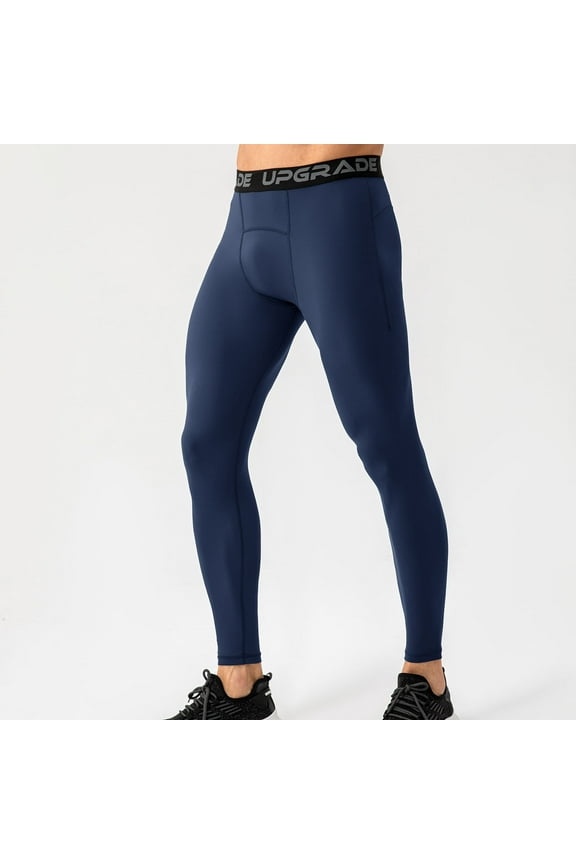 Men's Casaul Sport Pants Quick-dry Tights Running Basketball Training Leggings Navy Size M