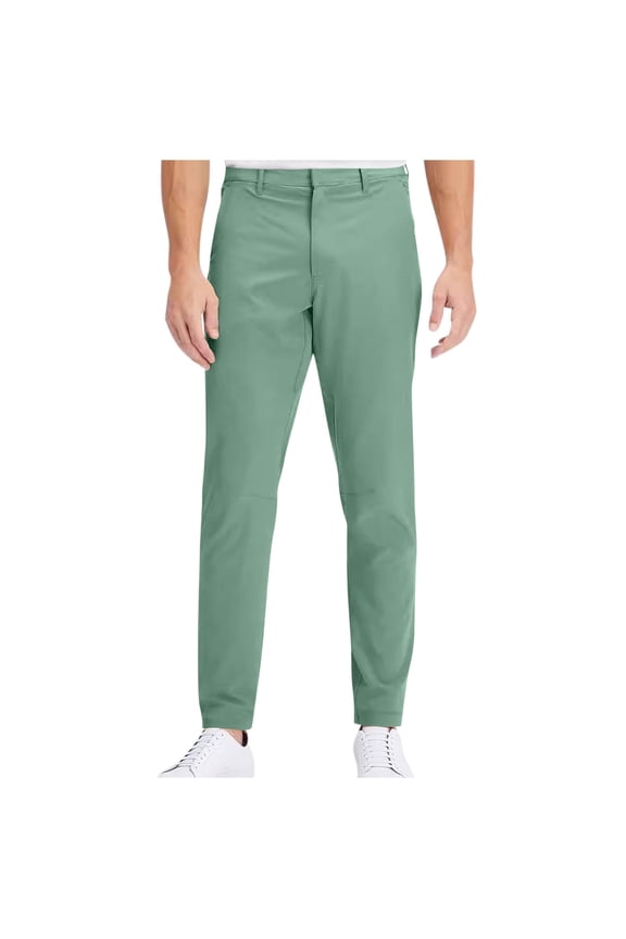 Men's Casual Business Pants, Pocketed Invisible Button Lightweight Casual Straight Pants Green 2XL