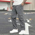 thumbnail image 1 of HAOTAGS Men's Casual Twill Cargo Pants, Stright Type Drawstring Classic Stretch Cargo Pants with Multi-pockets Gray XL, 1 of 8