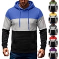 thumbnail image 1 of HAOTAGS Men's Color-Block Pullover Hoodie Long Sleeve Casual Sweatshirt for Everyday Wear Army Green Size L, 1 of 7