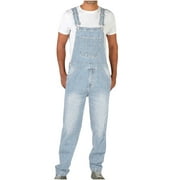 HAOTAGS Men's Denim Bib Overalls Relaxed Fit Overalls Workwear with Adjustable Straps and Convenient Tool Pockets Light Blue Size L