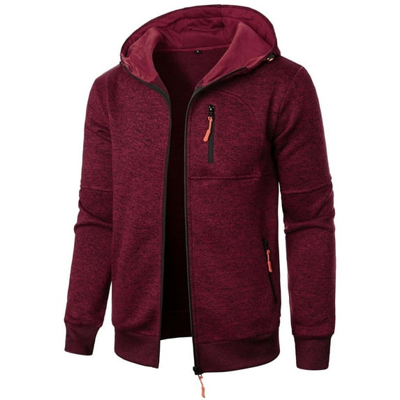 HAOTAGS Men's Hooded Sweatshirts Zip Up Lightweight Sport Jacket Casual Fall Outwear Wine Size 3XL