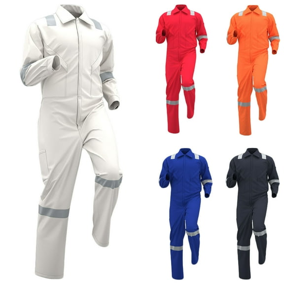 HAOTAGS Men's Long Sleeve Coverall, Stain & Wrinkle Resistant Mens Work Coverall with Multi Pockets Dark Blue XL