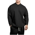 thumbnail image 1 of HAOTAGS Men's Pullover Sweatshirts with Button Long Sleeve Cotton Sweatshirt Top Black Size XL, 1 of 6