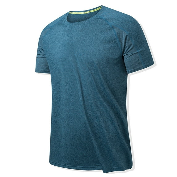 HAOTAGS Men’s Quick Dry Moisture Wicking Active Slim-fit Athletic Performance Crew T-Shirt Blue Size 4XL