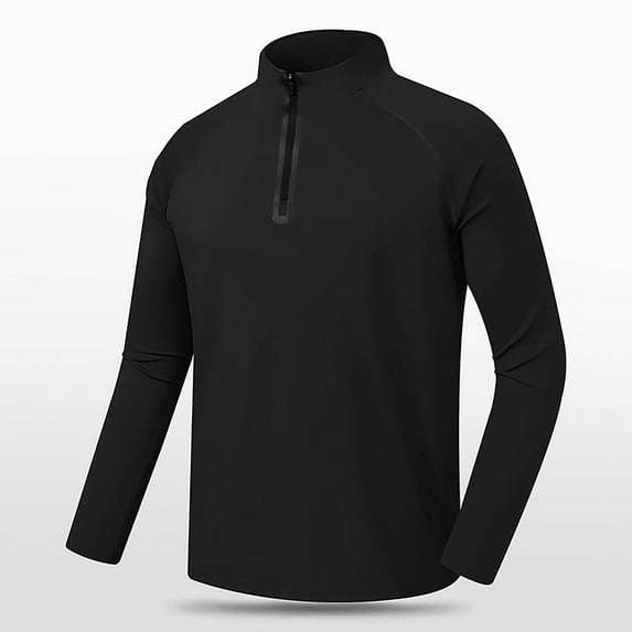 HAOTAGS Men's Quick Dry Sport Shirts Half Zip Athletic Workout Tops Active Shirts for Running Black Size 2XL