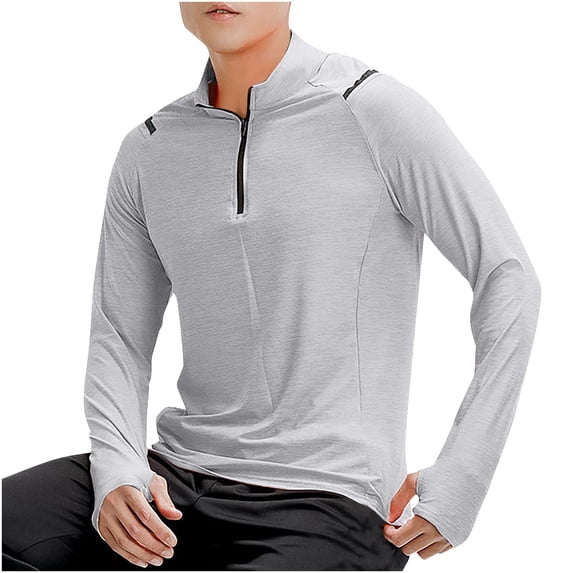 HAOTAGS Men's Quick Dry Sport Shirts Half Zip Athletic Workout Tops Active Shirts for Running Gray Size XL