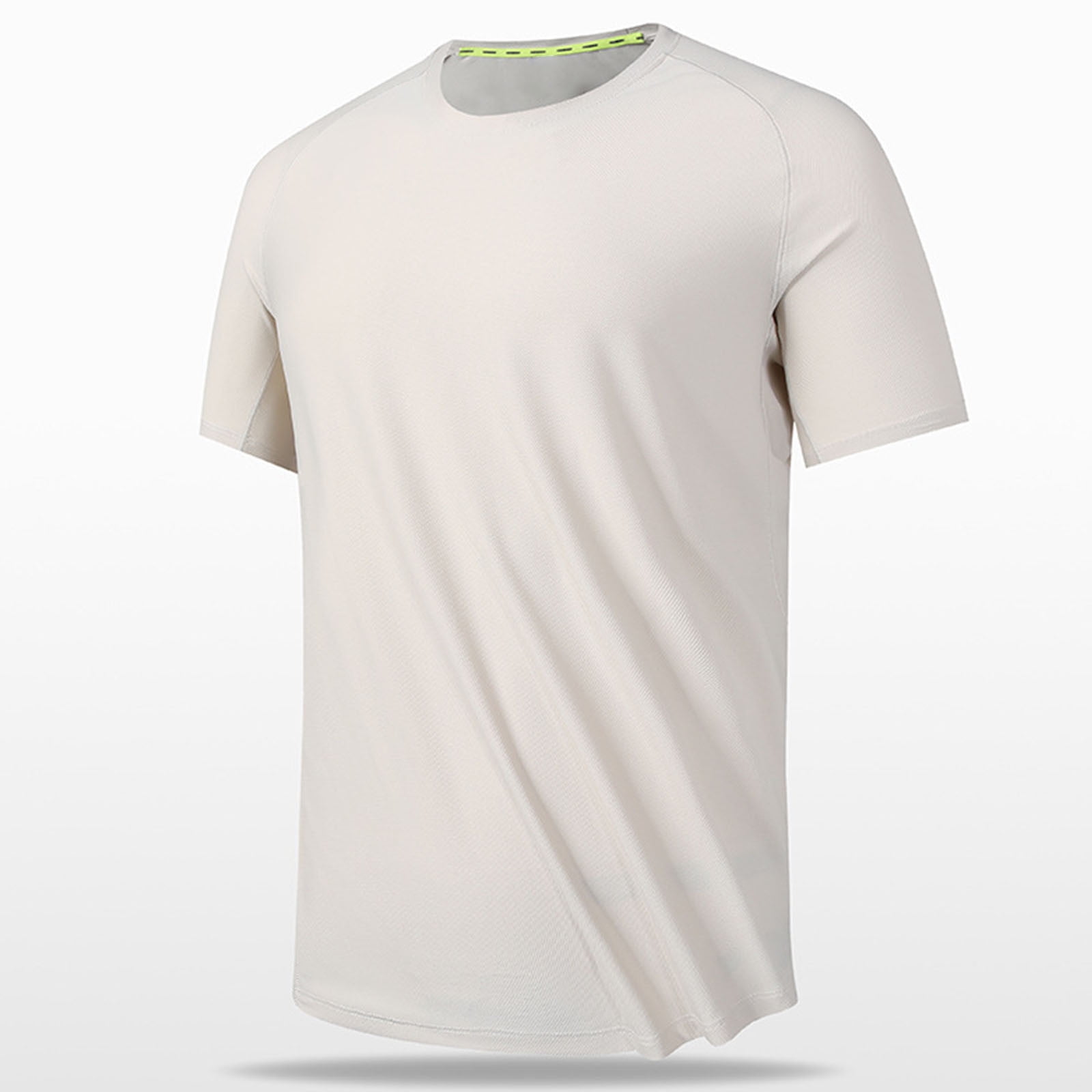 HAOTAGS Men s Quick Dry T Shirt Moisture Wicking Active Slim fit Athletic Performance Crew Neck Top Beige Size M Walmart