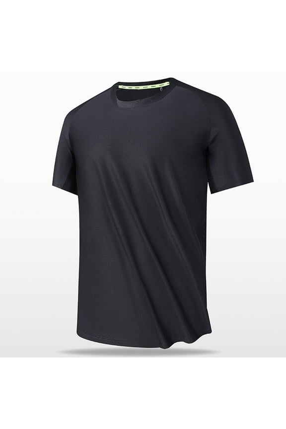 Men’s Quick Dry T-Shirt Moisture Wicking, Active Slim-fit Athletic Performance Crew Neck Top Black Size XL