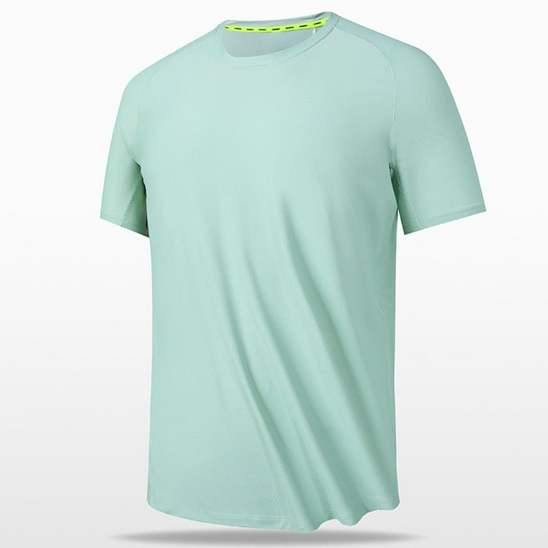 Haotags Mens Quick Dry T Shirt Moisture Wicking Active Slim Fit Athletic Performance Crew Neck Top Green Size 4XL Men s
