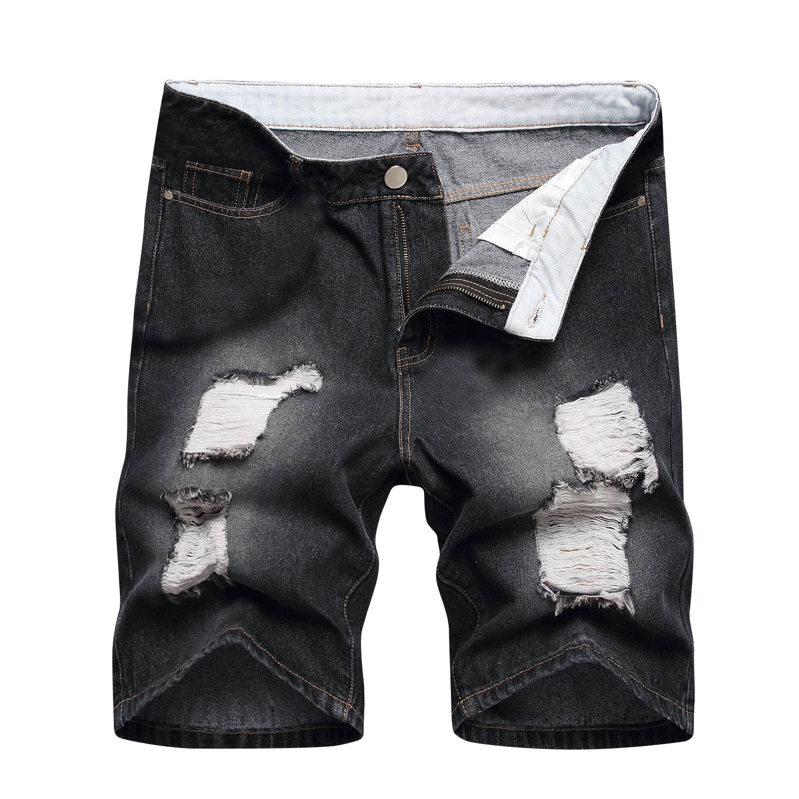 HAOTAGS Men s Regular Fit Basic Jean Shorts Button Down Denim