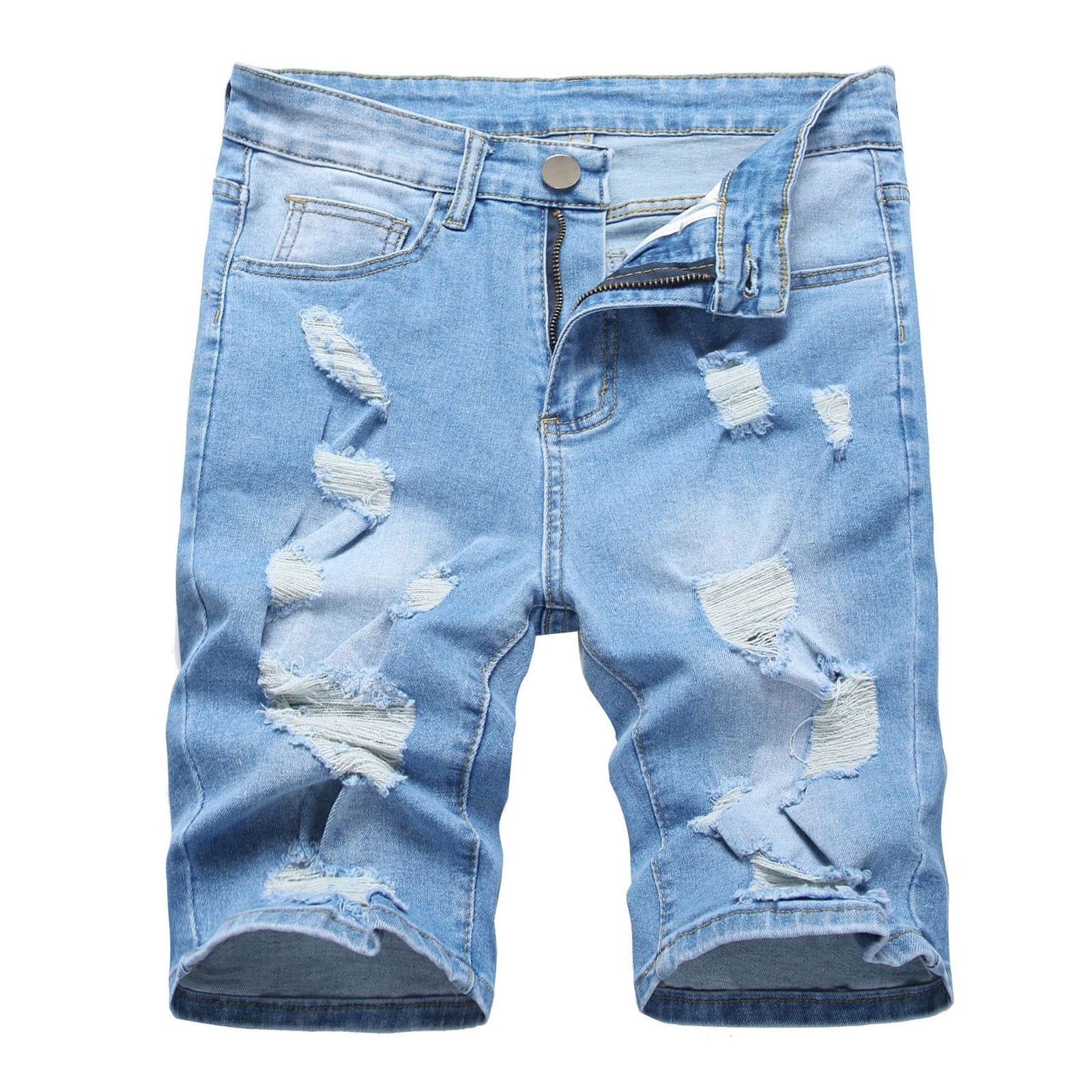 HAOTAGS Men's Regular Fit Basic Jean Shorts Button Down Denim Washed ...
